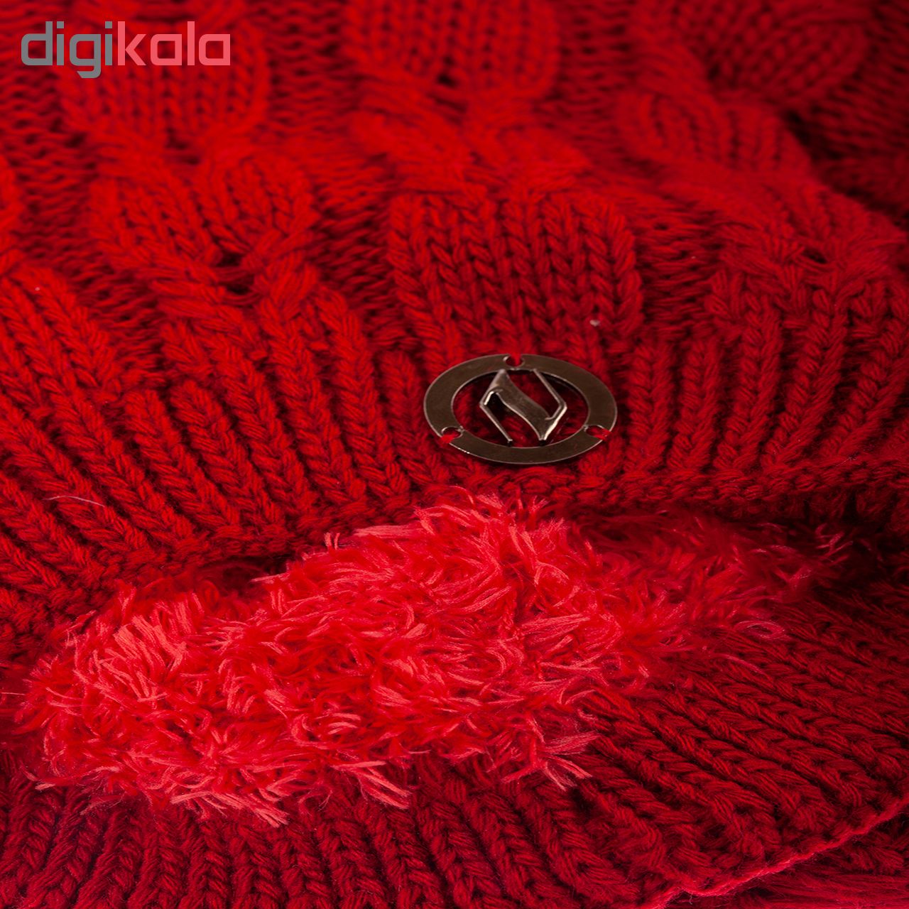 ست کلاه و شال گردن و دستکش دخترانه تارتن مدل 65004 رنگ قرمز