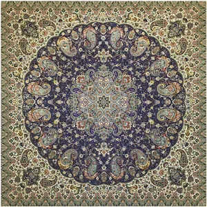 رومیزی ترمه ابریشمی خانه ترمه ایران طرح شاهپسند ممتاز 5529 سایز 100در100