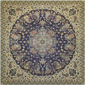 رومیزی ترمه ابریشمی خانه ترمه ایران طرح شاهپسند ممتاز 5529 سایز 100در100