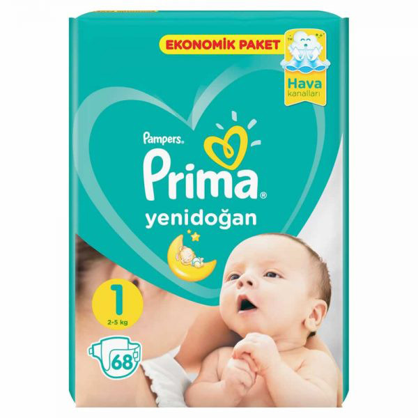 پوشک پریما مدل Yenidogan سایز 1 بسته 68 عددی