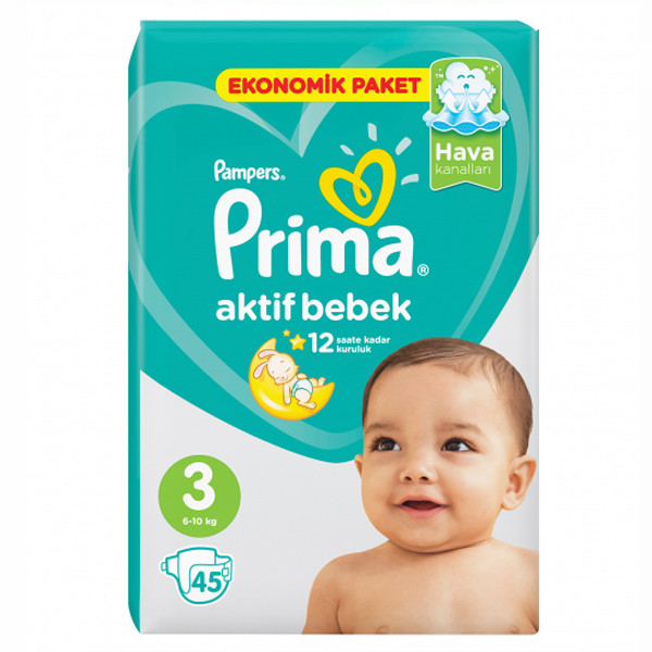 پوشک پریما مدل Aktif سایز 3 بسته 45 عددی