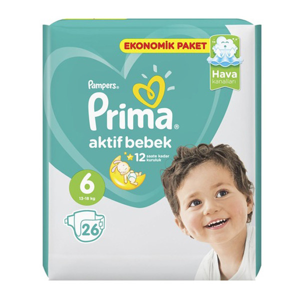 پوشک پریما مدل Aktif سایز 6 بسته 26 عددی