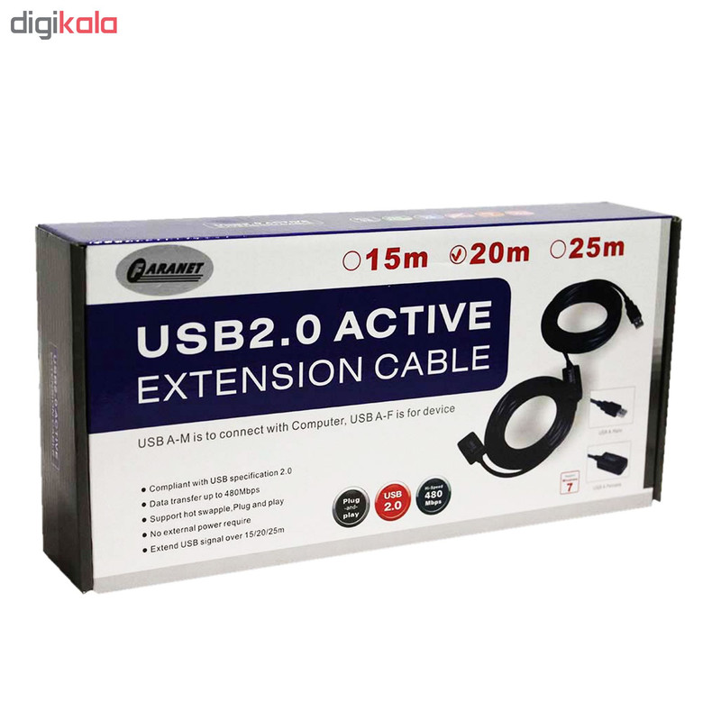 کابل افزایش طول usb 2.0 مدل VE726 طول 20 متر
