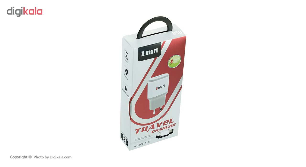 شارژر دیواری ایکسمارت مدل DK215 به همراه کابل تبدیل لایتنینگ