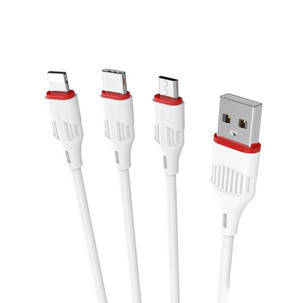 کابل تبدیل USB به microUSB/USB-C/لایتنینگ مدل PKB-65 طول 1.2 متر کابل تبدیل USB به microUSB/USB-C/لایتنینگ مدل PKB-65 طول 1.2 متر