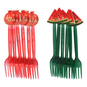 چنگال یکبار مصرف طرح شب یلدا مدل انار هندوانه بسته 12 عددی