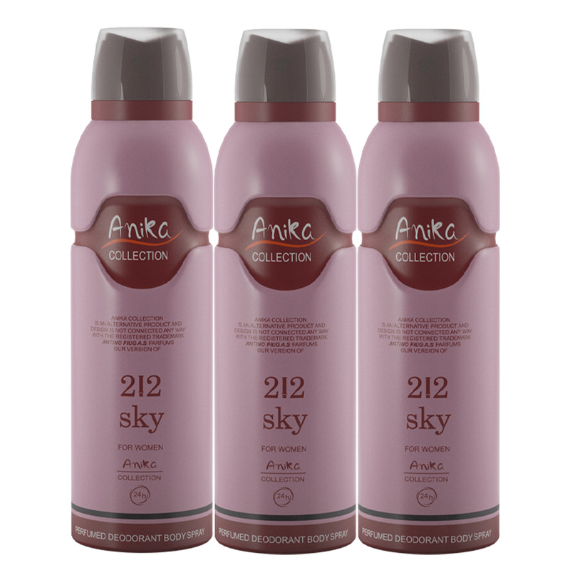 اسپری خوشبو کننده بدن زنانه آنیکا مدل 212 sky حجم 200 میلی لیتر مجموعه 3 عددی