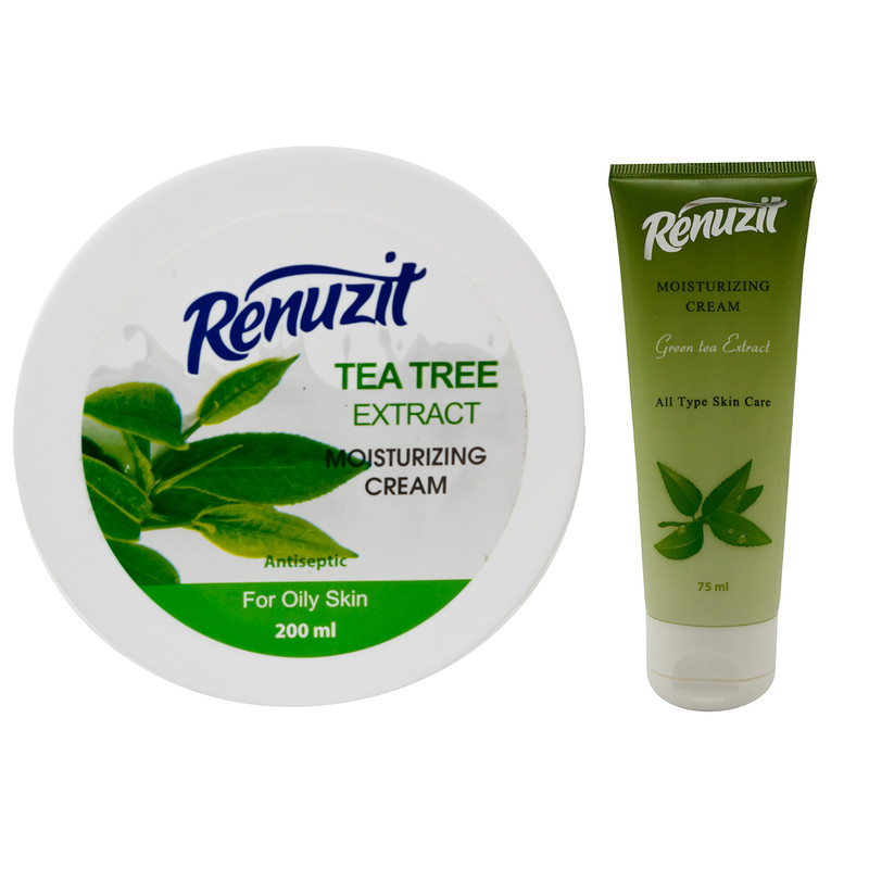 کرم مرطوب کننده رینو زیت مدل TEA TREE حجم 200 میلی لیتر به همراه کرم مرطوب کننده حجم 75 میلی لیتر
