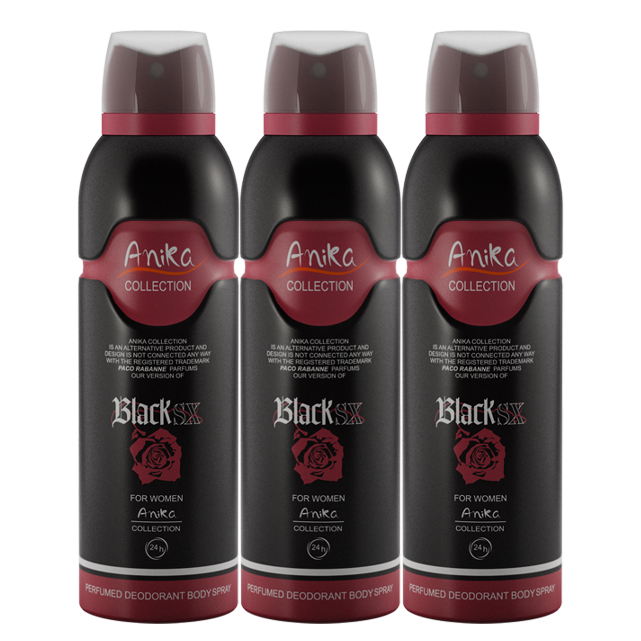اسپری خوشبو کننده بدن زنانه آنیکا مدل Black sx حجم 200 میلی لیتر مجموعه 3 عددی