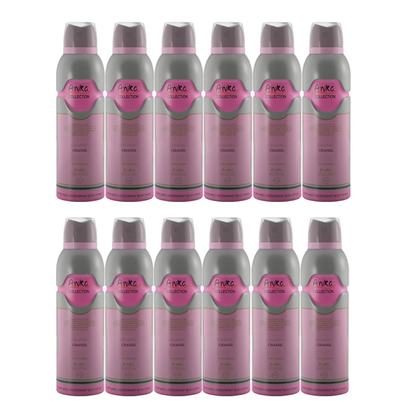 اسپری خوشبو کننده بدن زنانه آنیکا مدل Chanec chanel حجم 200 میلی لیتر مجموعه 12 عددی