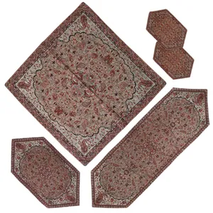 ست 5 تکه رومیزی ترمه طرح شاه عباسی کد 33
