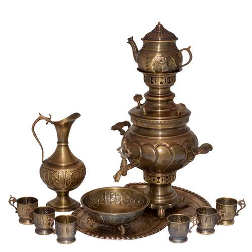 سرویس سماور زغالی کد 1000012 ظرفیت 3 لیتر