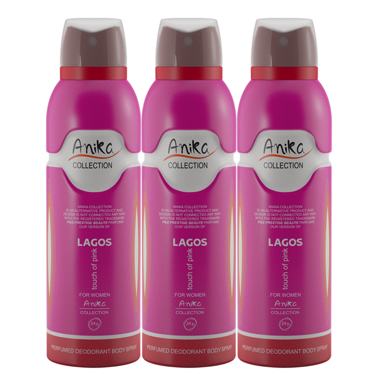 اسپری خوشبو کننده بدن زنانه آنیکا مدل Lagos touch of pink حجم 200 میلی لیتر مجموعه 3 عددی