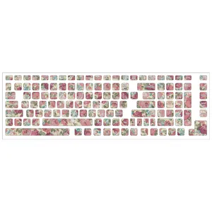 برچسب حروف فارسی کیبورد سیب طرح  Flower کد 13