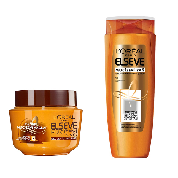 شامپو مو لورآل مدل MUCIZEVII YAG حجم 550 میلی لیتر به همراه ماسک مو حجم 300 میلی لیتر