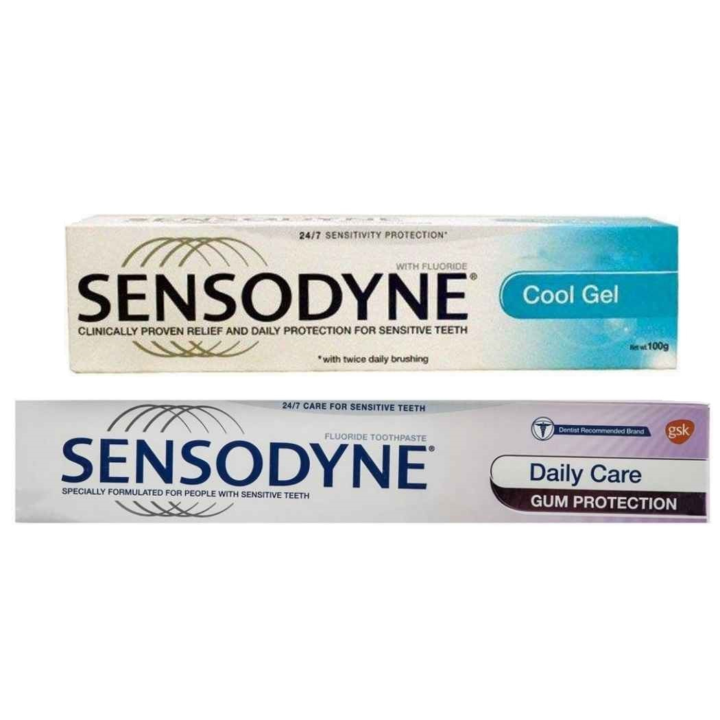 خمیر دندان سنسوداین سری Daily Care مدل Gum Protection حجم 75 میلی لیتر به همراه خمیر دندان مدل Cool Gel وزن 100 گرم