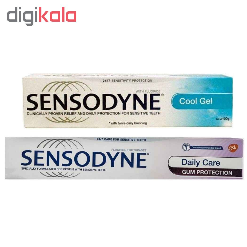 خمیر دندان سنسوداین سری Daily Care مدل Gum Protection حجم 75 میلی لیتر به همراه خمیر دندان مدل Cool Gel وزن 100 گرم