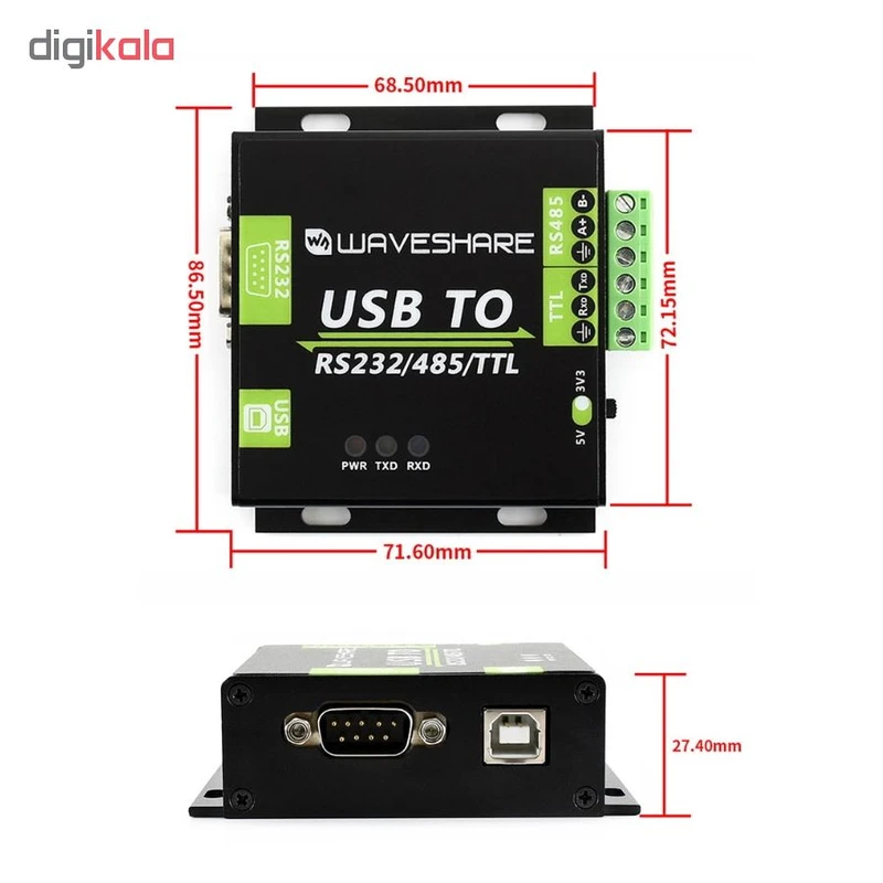 مبدل صنعتی USB به سریال ویوشیر مدل RS485/RS232/TTL عکس شماره 9