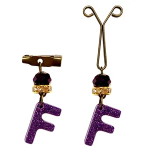 ست سنجاق سینه و گیره روسری طرح  F   کد PM 342