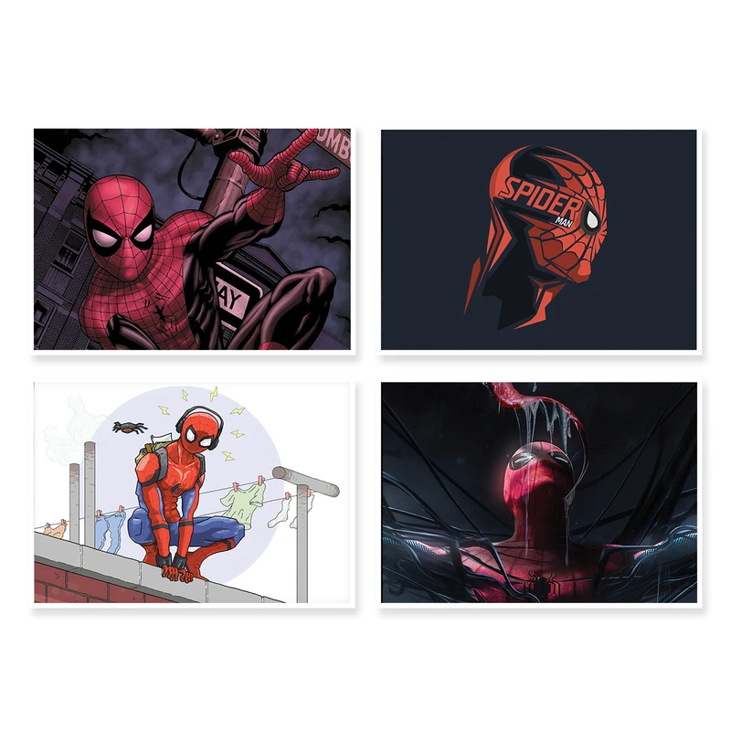 پوستر طرح SpiderMan کد A-1207 مجموعه 4 عددی