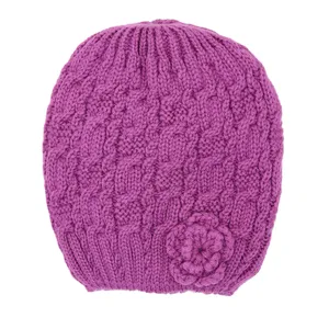 کلاه بافتنی دخترانه طرح گل کد 81404