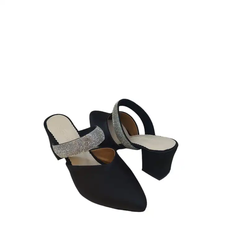 صندل زنانه مدل SZO 192 NG ساتن نگین دار رنگ مشکی