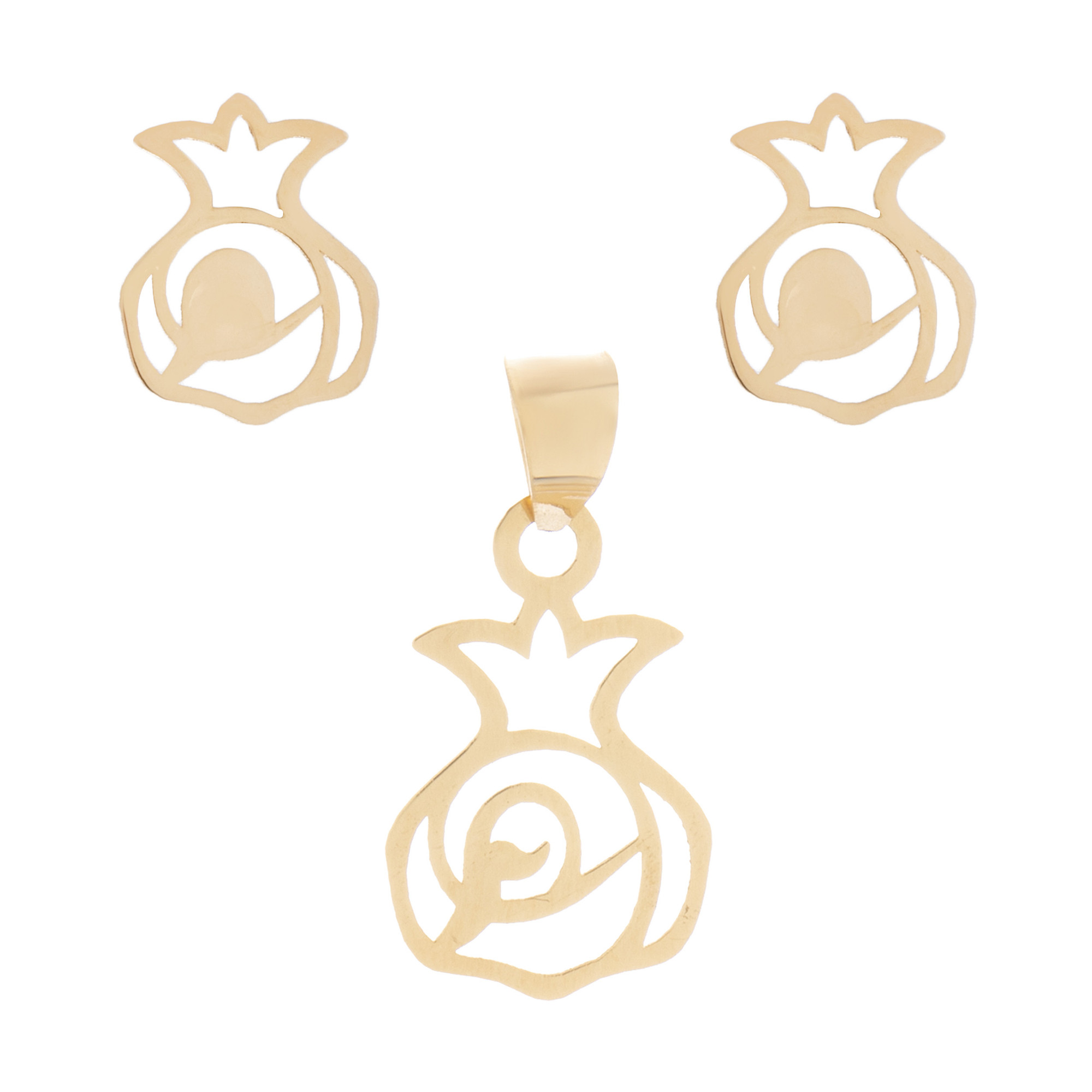 نیم ست طلا 18 عیار زرمان مدل ZMS0396 طرح انار