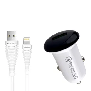 شارژر فندکی دبلیو یو دبلیو مدل C76 به همراه کابل تبدیل لایتنینگ