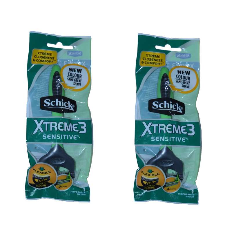 خود تراش شیک مدل xtreme3 sensitive مجموعه 2 عددی خود تراش شیک مدل xtreme3 sensitive مجموعه 2 عددی