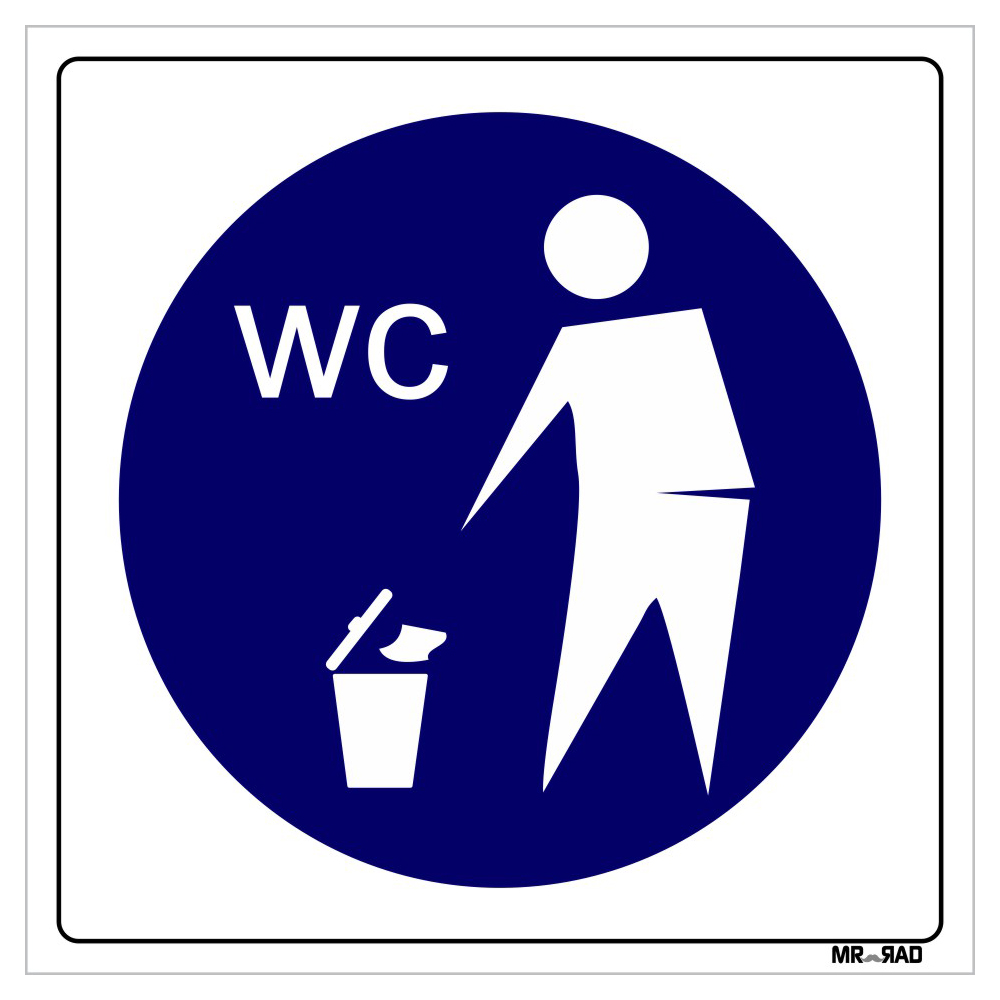 برچسب ایمنی مستر راد طرح دستمال را در سطل زباله مخصوص توالت بیاندازید کد LB00175 بسته دو عددی