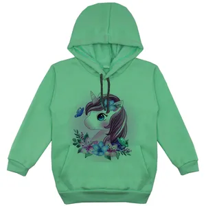 هودی دخترانه مدل تک شاخ F114 رنگ سبز