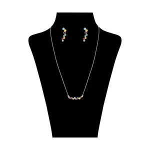 نیم ست نقره زنانه مدل GN3104 با سنگ سواروسکی