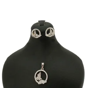 نیم ست نقره زنانه طرح پروانه کد P206