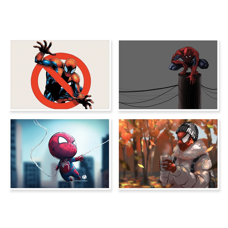 پوستر طرح SpiderMan کد A-1256 مجموعه 4 عددی