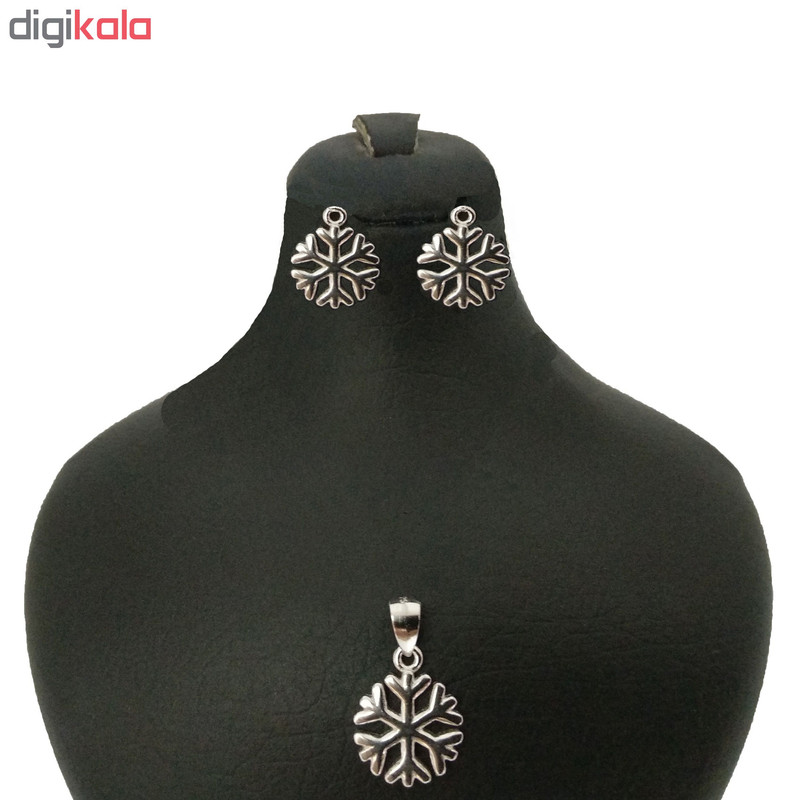 نیم ست نقره زنانه طرح برف کد P224