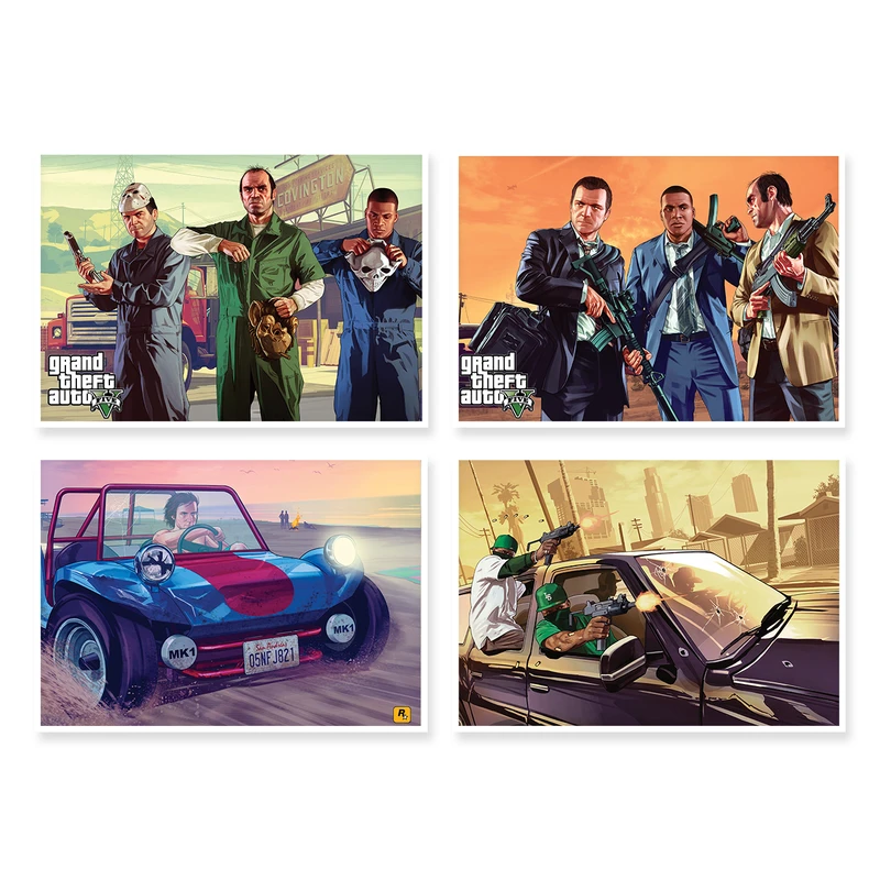 پوستر طرح GTA V کد A-1290 مجموعه 4 عددی