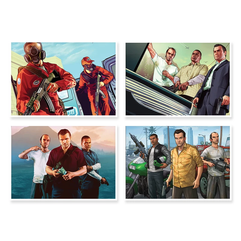 پوستر طرح GTA V کد A-1298 مجموعه 4 عددی