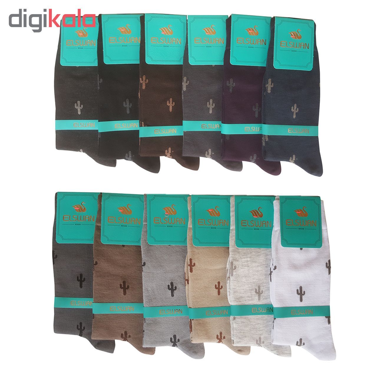 جوراب مردانه ال سون طرح کاکتوس کد PH253 مجموعه 12 عددی -  - 2