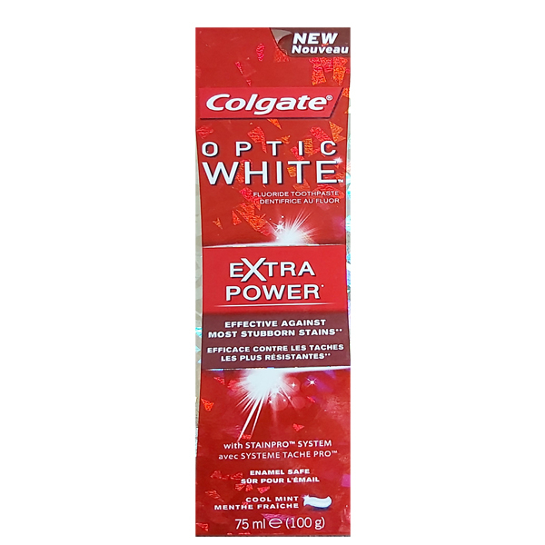 خمیر دندان کلگیت سری Optic White مدل extra power حجم 75 میلی لیتر