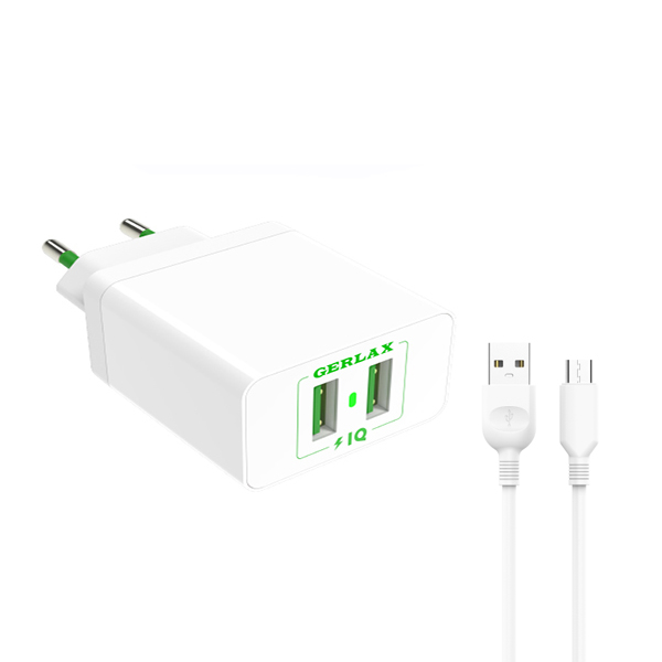 شارژر دیواری گرلاکس مدل GA-02 به همراه کابل تبدیل microUSB