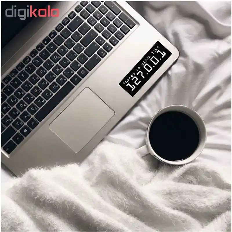 استیکر لپ تاپ طرح هیچ جا مثل خونه نیست برنامه نویسی کد 65