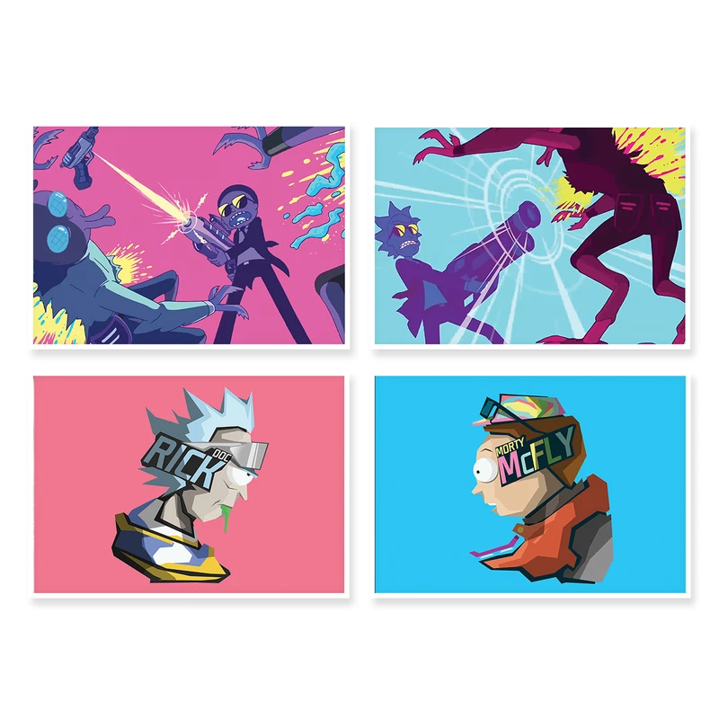 پوستر طرح Rick And Morty کد A-1343 مجموعه 4 عددی