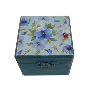 جعبه هدیه چوبی طرح گل کد CK15