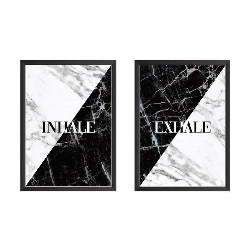 تابلو وینا مدل Inhale Exhale black and white مجموعه 2 عددی