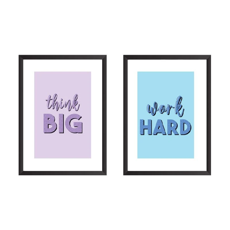 تابلو وینا مدل Think big Work hard مجموعه 2 عددی
