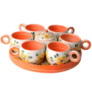 سرویس چای خوری 9 پارچه نگارین مدل گل ناز