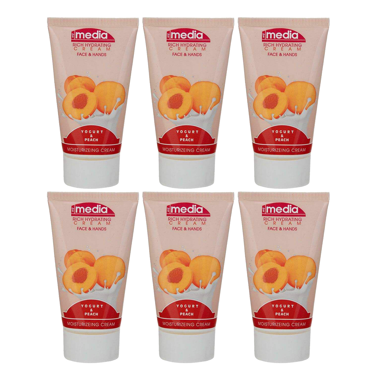 کرم مرطوب کننده مدیا مدل Yogurt & Peach حجم 75 میلی لیتر مجموعه 6 عددی