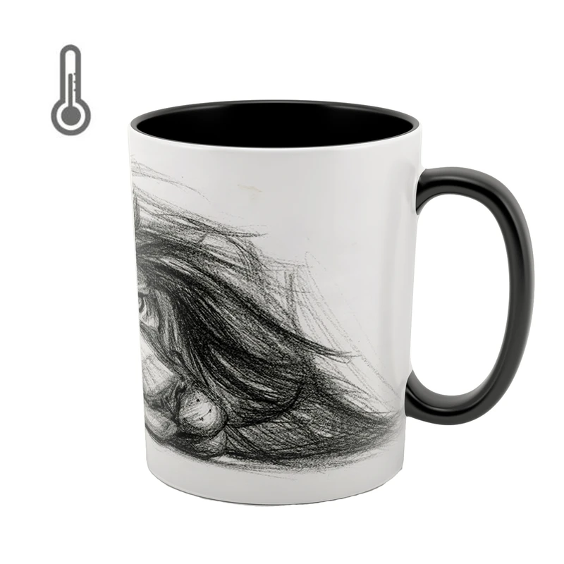 ماگ حرارتی مدل شیر طرح قلم سیاه