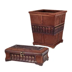 ست سطل و جعبه دستمال کاغذی معرق کاری مدل ab0005