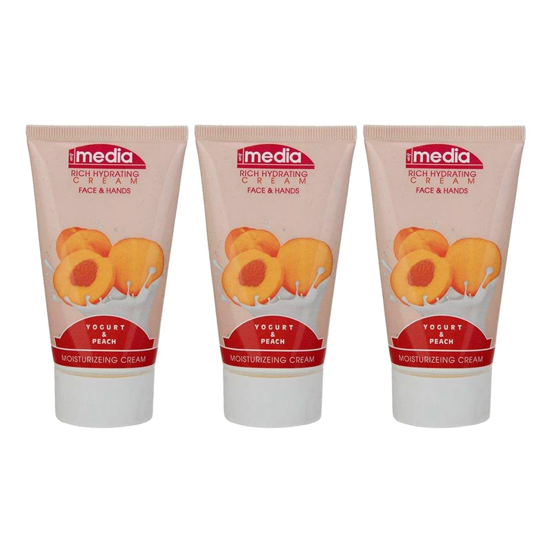 کرم مرطوب کننده مدیا مدل Yogurt & Peach حجم 200 میلی لیتر مجموعه 3 عددی